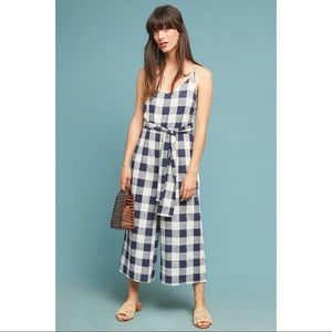 Anthro Gingham Tie-Waist Jumpsuit - Price Firm